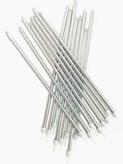 Anniversary House 18cm Silver Cake Candles 16 Pack