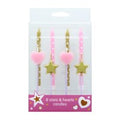 Culpitt Pink Stars & Hearts Birthday Candles 8 Pack