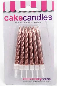 Anniversary House Rose Gold Cake Candles 12 Pack