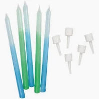 Blue & Green Ombré Birthday Candles 12 Pack