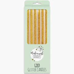 Make a Wish Gold Glitter Candles 16cm 6 Pack