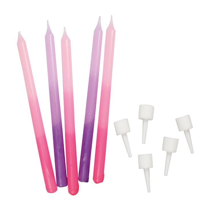 Pink & Lilac Ombré Birthday Candles 12 Pack