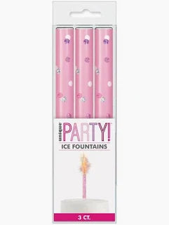 Pink / Silver 15cm Ice Fountain Firework Candle 3 Pack