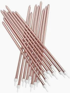 Anniversary House 18cm Rose Gold Cake Candles 16 Pack