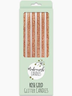 Make a Wish Rose Gold Glitter Candles 16cm 6 Pack