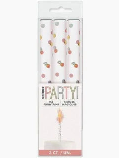 Rose Gold 15cm Ice Fountain Firework Candle 3 Pack