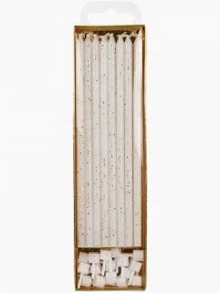 PME 15cm White Glitter Cake Candles 16 Pack